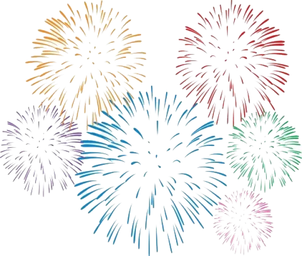 Colorful Fireworks Bursts PNG Transparent Background