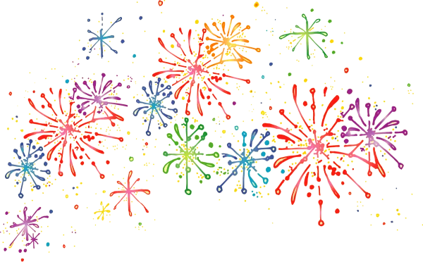 Colorful Hand-Drawn Fireworks Display PNG