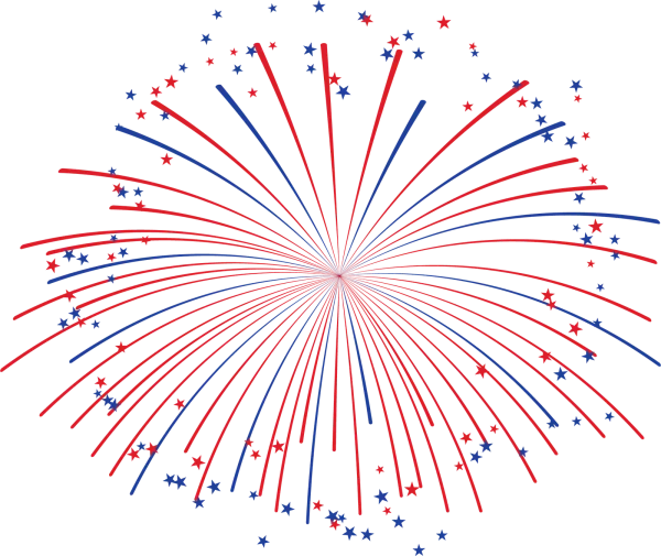 Patriotic Red and Blue Fireworks Burst PNG
