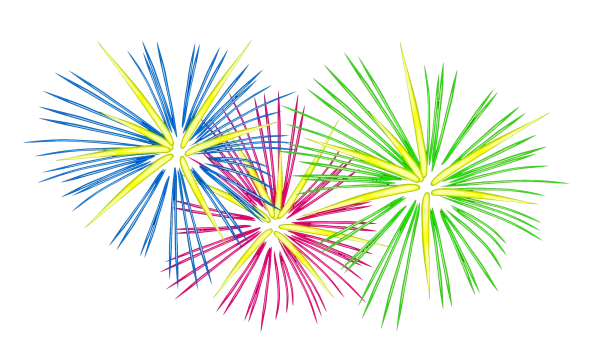 Vibrant Stylized Fireworks PNG