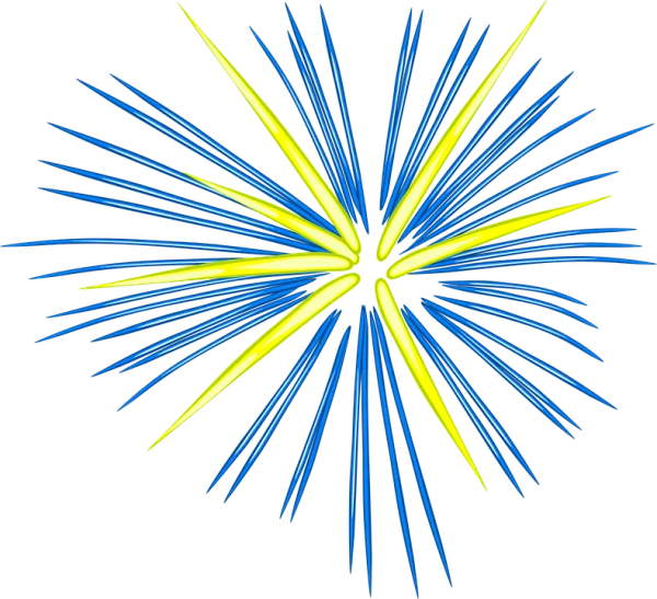 Blue and Yellow Fireworks Burst PNG Transparent Background