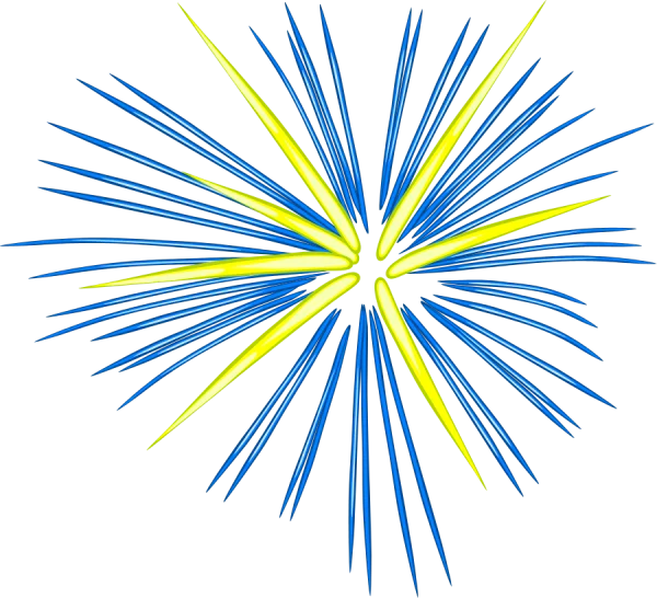 Blue and Yellow Fireworks Explosion PNG Transparent