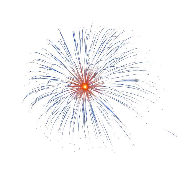 Blue and Orange Fireworks Explosion PNG Transparent