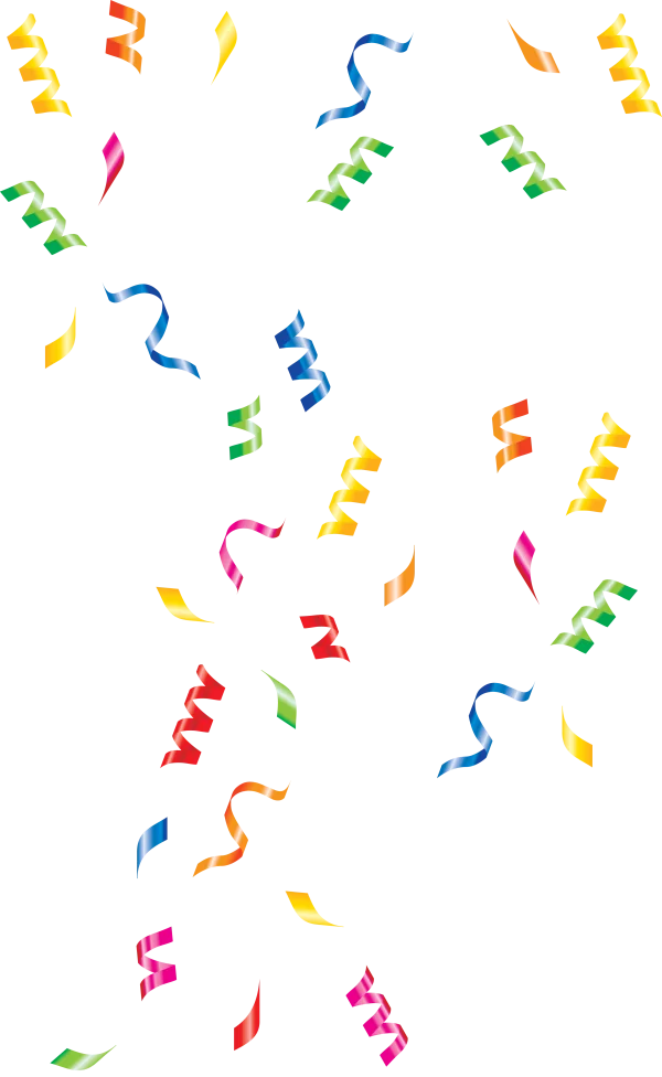 Colorful Confetti and Curling Ribbons PNG