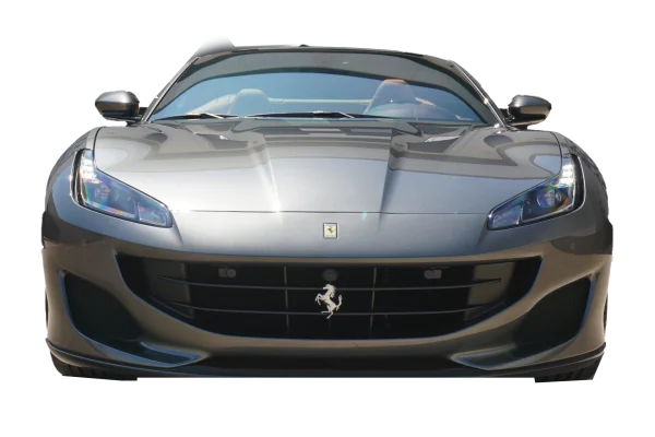 Grey Ferrari Car Front View PNG