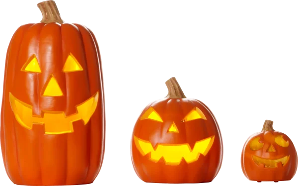 Three Glowing Jack-O-Lanterns PNG Transparent