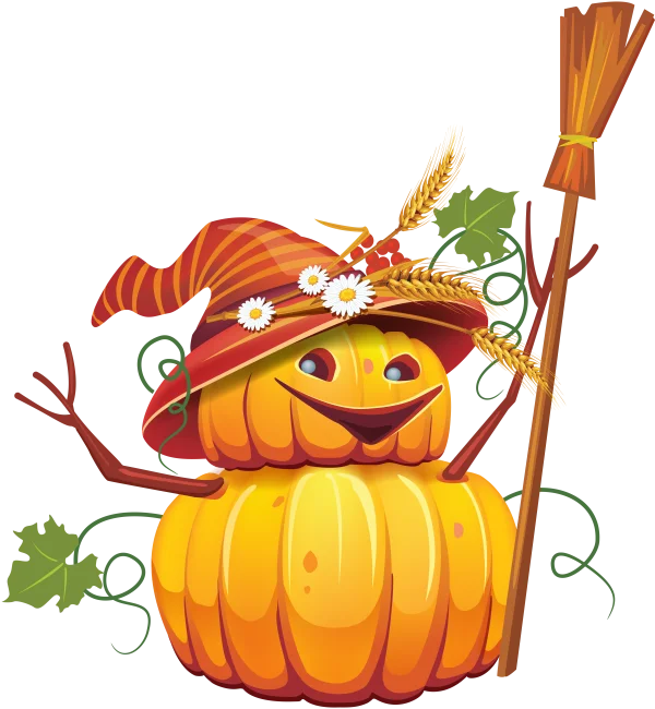 Cute Pumpkin Scarecrow PNG Transparent Background