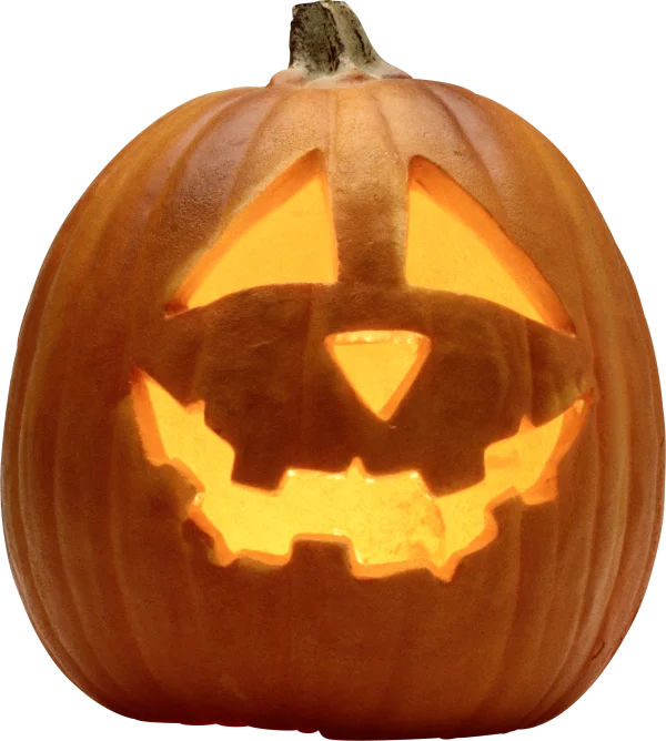 Lit Halloween Jack-o'-Lantern PNG Transparent