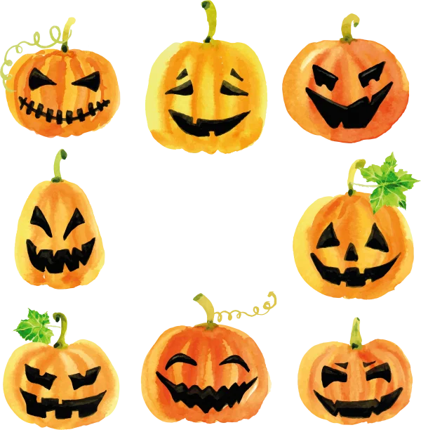 Watercolor Halloween Pumpkins PNG Collection