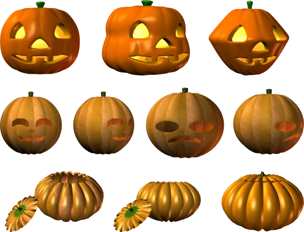 3D Halloween Pumpkins & Jack-o'-Lanterns Collection PNG