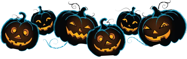 Spooky Blue Outline Jack-o'-Lanterns PNG