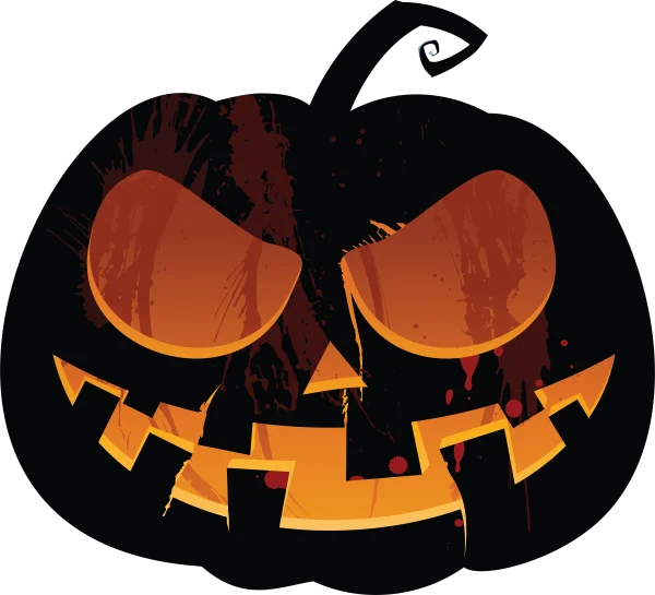 Scary Halloween Pumpkin PNG with Blood Splatters