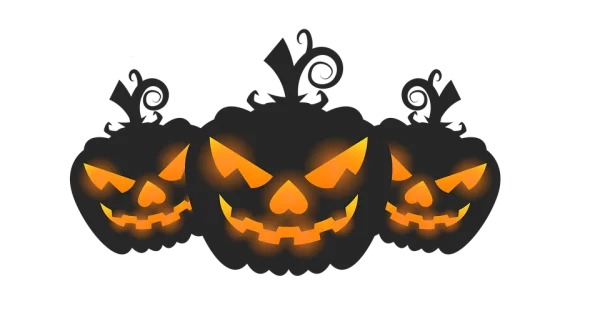 Glowing Halloween Jack-O'-Lanterns Trio PNG