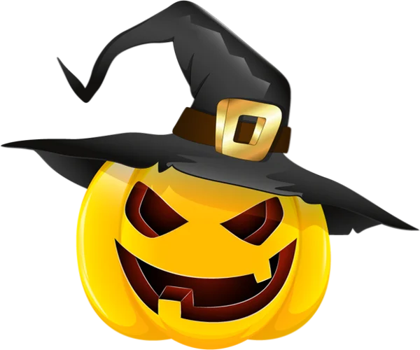 Spooky Jack-o'-lantern with Witch Hat PNG