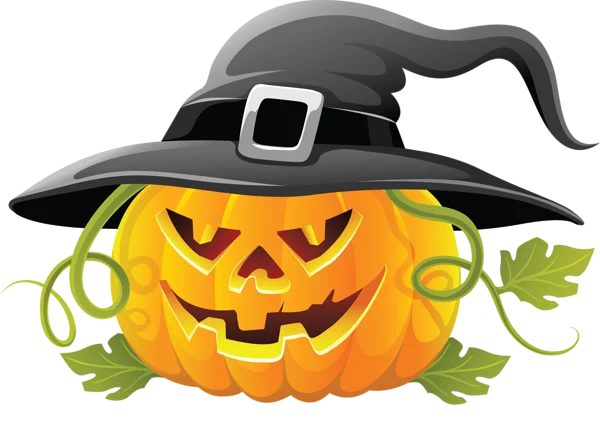 Halloween Pumpkin with Witch Hat PNG Transparent Background