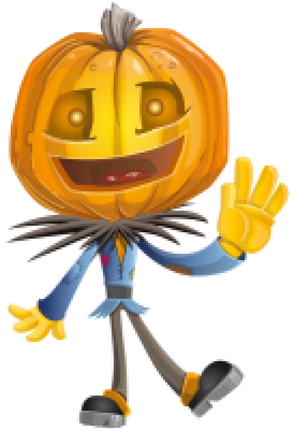 Waving Cartoon Pumpkin Scarecrow PNG Transparent