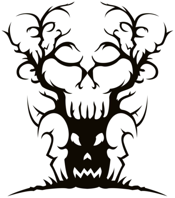 Tribal Skull Tree Design PNG Transparent Background