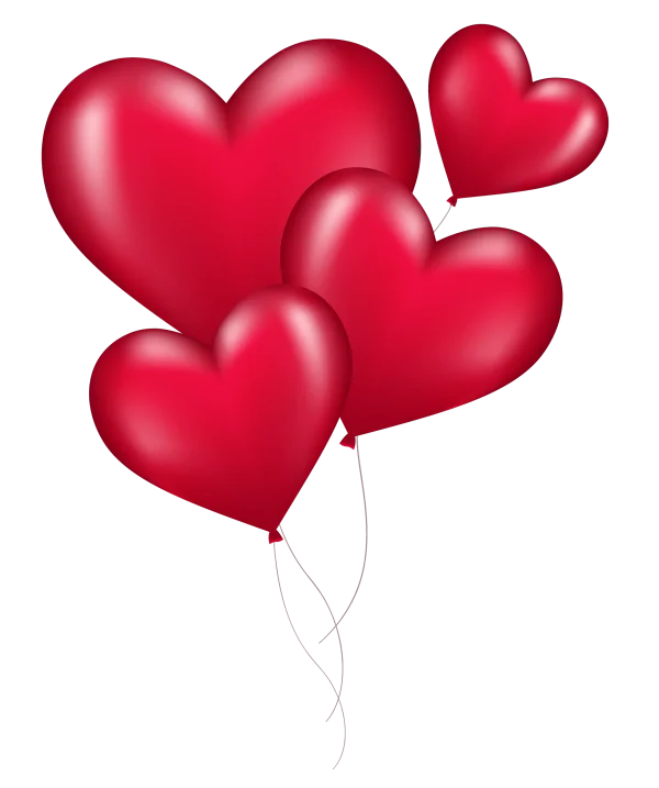 Red Heart Balloons Transparent PNG