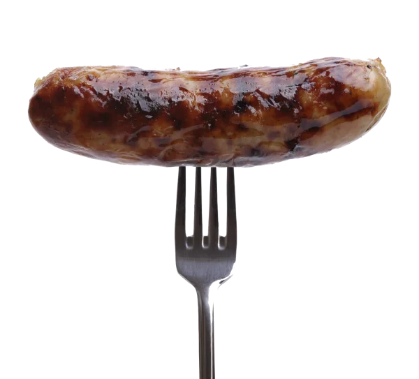 Grilled Sausage on Fork Transparent Background