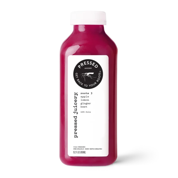 Pressed Juicery Roots 3 Juice Bottle PNG Transparent