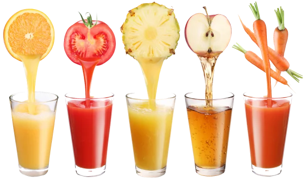 Fruit and Vegetable Juices Pouring PNG Transparent