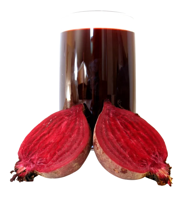 Beetroot Halves and Juice Glass PNG Transparent Background