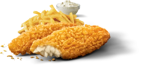 Crispy Fish and Chips with Tartar Sauce PNG Transparent Background