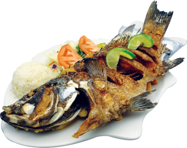 Crispy Fried Whole Fish Plate PNG Transparent Background
