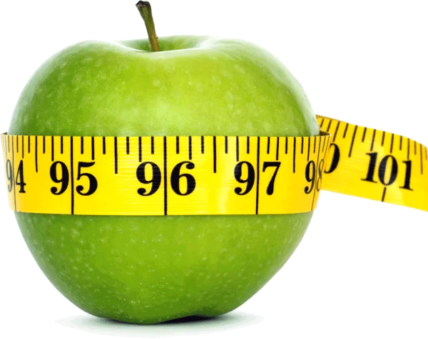 Green Apple with Measuring Tape PNG Transparent Background