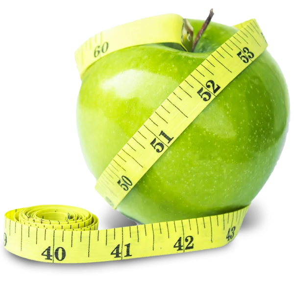 Green Apple with Measuring Tape PNG Transparent