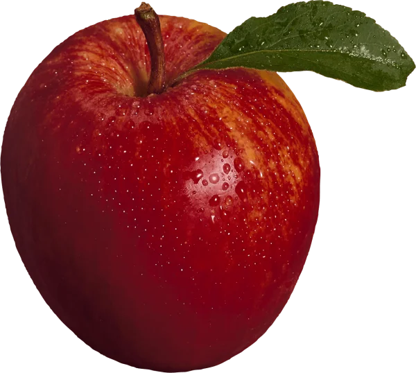 Fresh Red Apple with Water Droplets PNG