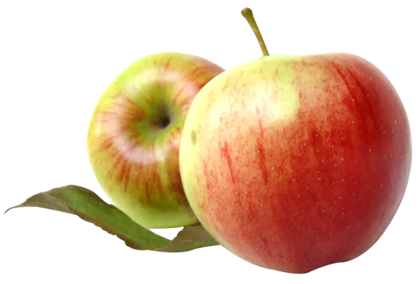 Two Fresh Apples with Leaf PNG Transparent Background