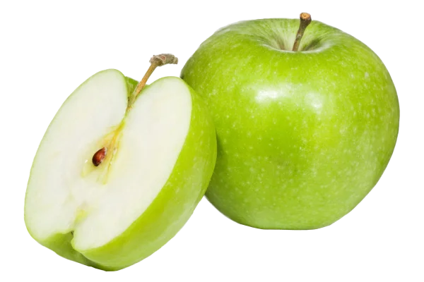 Green Apple Whole and Half Cut PNG Transparent Background