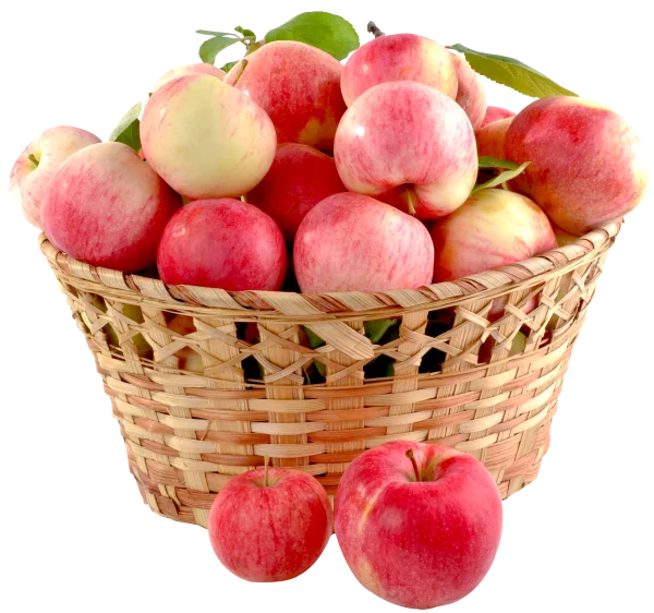 Fresh Apples in Woven Basket PNG Transparent
