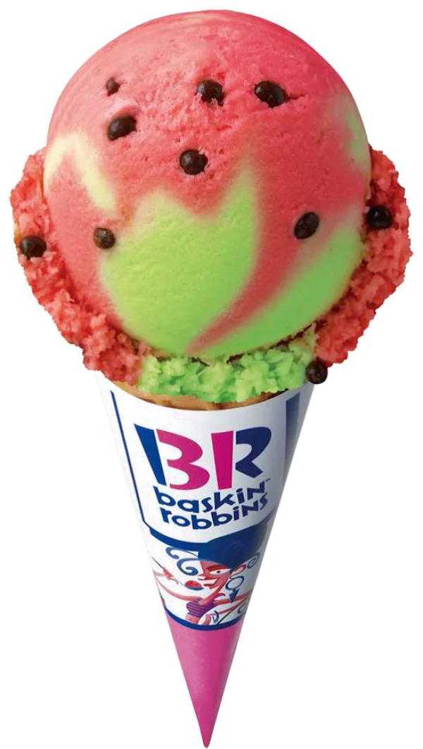 Baskin Robbins Watermelon Ice Cream Cone PNG