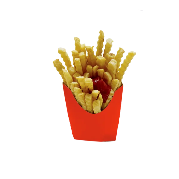 French Fries with Ketchup in Red Box PNG Transparent Background
