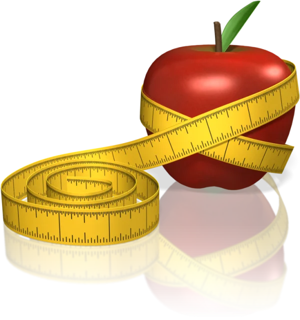 Red Apple with Measuring Tape PNG Transparent Background