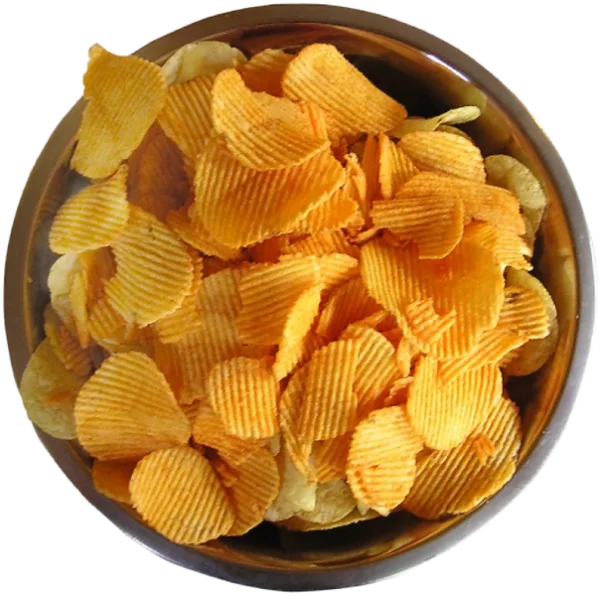 Bowl of Ruffled Potato Chips PNG Transparent Background
