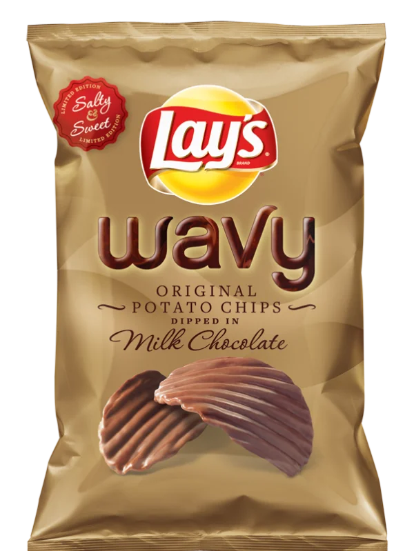 Lay's Wavy Milk Chocolate Potato Chips Bag PNG