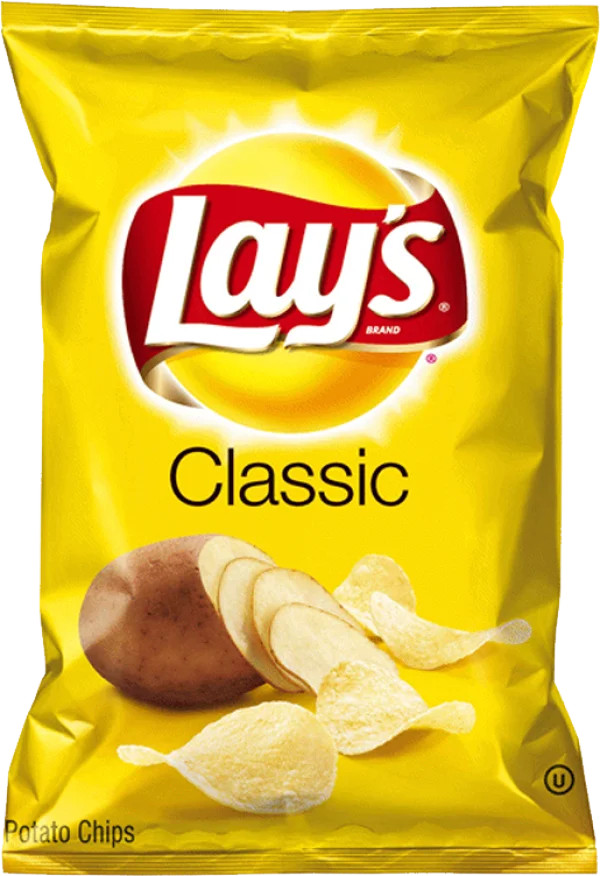 Lay's Classic Potato Chips Bag PNG Transparent