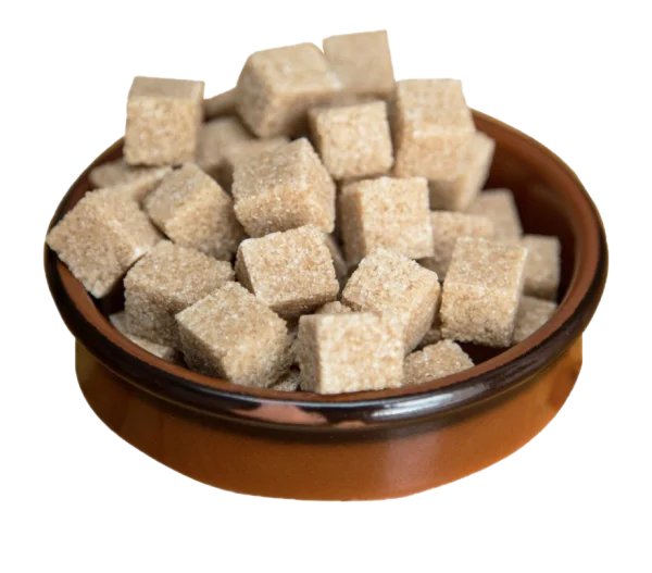Brown Sugar Cubes in Bowl PNG Transparent Background