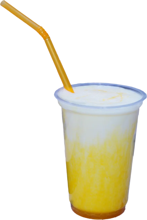 Mango Lassi Drink with Straw PNG Transparent Background