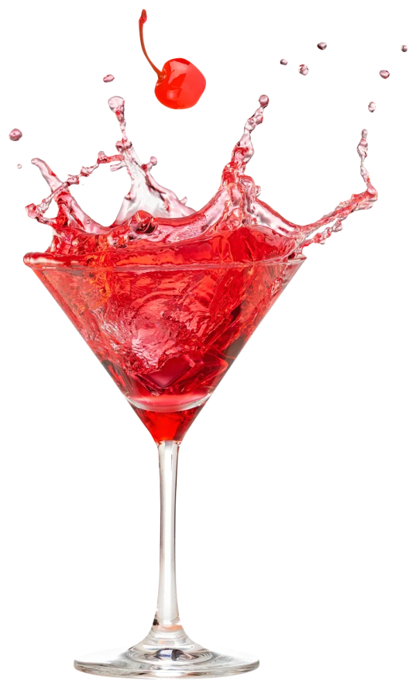 Red Cocktail Splash with Cherry PNG