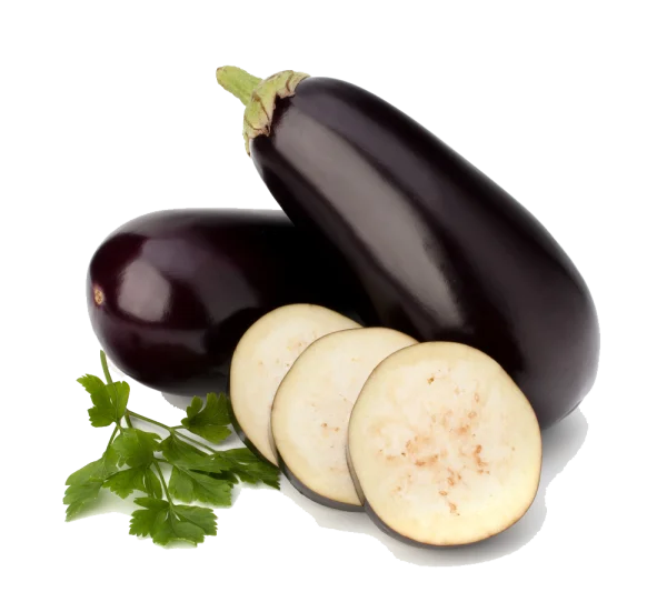 Fresh Eggplants and Slices with Parsley PNG