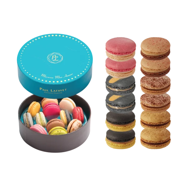 Paul Lafayet Macarons Assortment Box and Stacks PNG