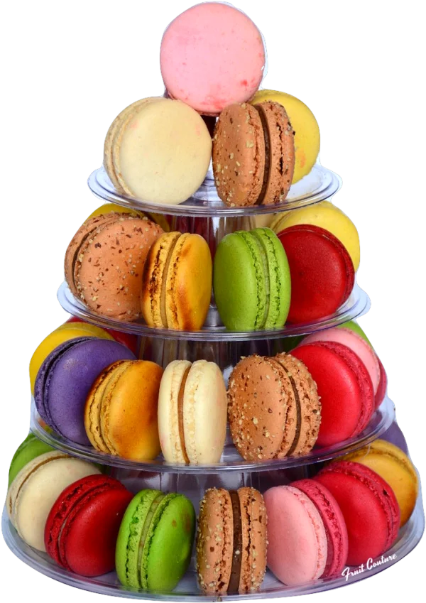 Colorful Macaron Dessert Tower PNG