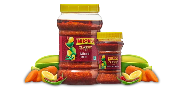 Nilon's Classic Mixed Pickle Jars with Ingredients PNG