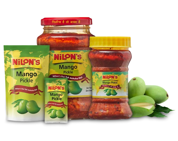 Nilon's Mango Pickle Product Range with Raw Mangoes PNG