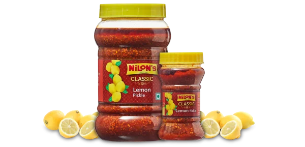 Nilon's Classic Lemon Pickle Jars with Fresh Lemons PNG