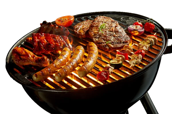 Delicious Barbecue Grill with Meats and Vegetables PNG